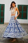 Twenty Nine_Blue Gajji Silk Bandhani Hand Embroidered Kutch Lehenga _Online_at_Aza_Fashions