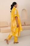 Shop_Arcvsh By Pallavi Singh_Yellow Chanderi Embroidery Round Neck Flower Vine Print Kurta Set _at_Aza_Fashions