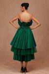 Shop_SHRIYA SOM_Green Taffeta Plain Open Neck Pre-pleated Bandeau Dress  _at_Aza_Fashions