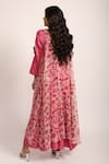 Shop_AROOP SHOP INDIA_Pink Recycled Chiffon Printed Floral Round Solid Jumpsuit With Cape _at_Aza_Fashions