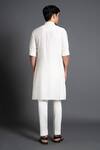 Shop_Raghavendra Rathore Jodhpur_Off White Silk Embroidered Jaal Yoke Kurta _at_Aza_Fashions