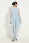 Shop_Style Junkiie_Blue Chiffon Tassels Shawl Neck Layered Dress _at_Aza_Fashions
