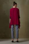 Shop_Namrata Joshipura_Magenta Textured Crepe Embellished Triad Asymmetric Hem Tunic _at_Aza_Fashions