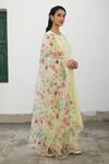 Shop_Begum_Yellow Kurta Chanderi Print And Embroidery Shikaara A-line Set _at_Aza_Fashions