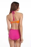 Shop_Kai Resortwear_Orange Halter Sunset Colorblock Neck Swimsuit  _at_Aza_Fashions