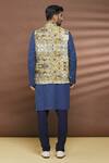 Shop_Linen Bloom_Multi Color 100% Linen Diamond Print Bundi _at_Aza_Fashions