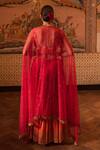 Shop_Priyanka Raajiv_Orange Silk Woven Brocade Mukaish And Kiran Work Round Garima Ombre Lehenga Set _at_Aza_Fashions