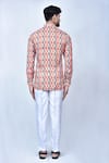 Shop_Khwaab by Sanjana Lakhani_Orange Kurta Cotton Printed Ikat Set_at_Aza_Fashions