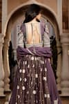 Shop_Matsya_Purple Tissue And Chanderi Embroidery Kashi Floral Motifs Lehenga Set  _at_Aza_Fashions