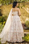 Shop_suruchi parakh_White Georgette Crepe Woven And Embroidered Floral Pattern Sweetheart Lehenga Set_at_Aza_Fashions
