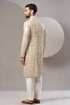 Shop_Kasbah_White Georgette Embroidered Foil Geometric Work Kurta _at_Aza_Fashions