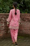 Shop_Vashisht Guru Dutt_Pink Raw Silk Embroidered Floral Round Panelled Kurta Set _at_Aza_Fashions