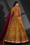 Shop_Taisha_Multi Color Tussar, Silk Organza Hand Applique Work Bridal Lehenga Set _at_Aza_Fashions