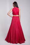 Shop Suruchi Parakh Pink Crepe Ruffles, Sequins High Neck Stripe Pattern Lehenga With Blouse at Aza Fashions Shop_Suruchi Parakh_Pink Crepe Ruffles, Sequins High Neck Stripe Pattern Lehenga With Blouse _at_Aza_Fashions