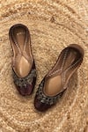 Shop_Cilwana Studio_Brown Embellished Bird Juttis _at_Aza_Fashions