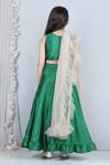 Shop_The Little Celebs_Green Silk, Net, Crepe Gota Patti, Fringe Embroidered Blouse Lehenga Set _at_Aza_Fashions