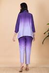 Shop Chambray & CO. Purple Silk Embroidery Split V-neck Amber Spread Collar Ombre Shirt And Pant Set at Aza Fashions Shop_Chambray & CO._Purple Silk Embroidery Split V-neck Amber Spread Collar Ombre Shirt And Pant Set _at_Aza_Fashions