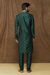 Shop_Samyukta Singhania_Green Kurta: Jacquard Banarasi Silk Floral Pattern Set For Men_at_Aza_Fashions