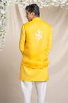 Shop_Sanjev Marwaaha_Yellow Organza Embroidered Floral Blooming Bundi Kurta Set _at_Aza_Fashions