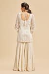 Shop_Nitika Gujral_Ivory Kurta And Dupatta Net & Sharara Shimmer Georgette Bead & Crystal Set _at_Aza_Fashions