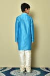 Shop_Arihant Rai Sinha_Blue Silk Mandarin Collar Solid Kurta _at_Aza_Fashions