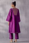 Shop_Amisha Kothari_Purple Chanderi Silk Embroidery Zardozi V Neck Nargis Neckline Kurta Set _at_Aza_Fashions