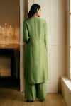 Shop_Nehha Nhata_Green Silk And Organza Hand Embroidered Thread Work Straight Kurta Set _at_Aza_Fashions