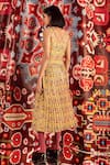 Shop_Betrue_Yellow Handloom Cotton, Silk Square Neck Tabriz Print Bustier _at_Aza_Fashions