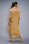Shop_Taika By Poonam Bhagat_Gold , Silk Embroidery Collared Dress _at_Aza_Fashions