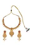 Shop Nazaakat By Samara Singh Multi Color Stones, Pearls Floral Motif Carved Necklace Set at Aza Fashions Shop_Nazaakat By Samara Singh_Multi Color Stones, Pearls Floral Motif Carved Necklace Set _at_Aza_Fashions