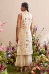 Shop_Chandrima_Ivory Chanderi Embroidery Bead And Thread Collared Neck Long Jacket _at_Aza_Fashions
