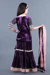 Shop_Shining Kanika_Black Silk Velvet Embroidery Check Flower Kurta Sharara Set _at_Aza_Fashions