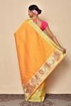 Shop_Nazaakat by Samara Singh_Yellow Saree Banarasi Cotton Chanderi Silk Woven Geometric Pattern_at_Aza_Fashions