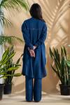 Shop_Pants And Pajamas_Blue Cotton Bandeau Neck Neel Kamal Shirt Tunic And Straight Pant Set_at_Aza_Fashions