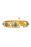 Buy_Osvag India_Gold Plated Diamonds, Beads Semi Precious Polki Embellished Bangle _at_Aza_Fashions