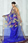 Shop_Samyukta Singhania_Blue Blended Matka Silk Woven Floral Pattern Jamdani Saree _at_Aza_Fashions