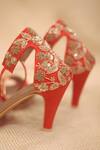 Shop_AROUND ALWAYS_Red Embroidery Ira Tie Back Kitten Heels _at_Aza_Fashions
