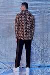 Shop_Line Out Line_Brown Cotton Poplin Print Chevron Geo Shirt_at_Aza_Fashions