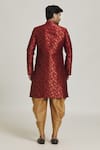 Shop_Samyukta Singhania_Maroon Sherwani Banarasi Jacquard Woven Floral Bloom With Pant _at_Aza_Fashions