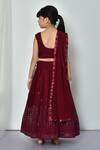 Shop_Banana Bee_Wine Pure Georgette Embroidered Sequin Threadwork Lehenga Set_at_Aza_Fashions
