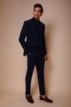 Shop_Tisa - Men_Blue Tuxedo And Trousers- Viscose Polyester Embroidery Placement Set  _at_Aza_Fashions