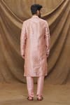Shop_Arihant Rai Sinha_Pink Jacquard, Silk Embroidery Mughal Pattern Kurta _at_Aza_Fashions