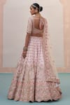 Shop_Angad Singh_Pink Raw Silk Embroidery Zardozi Leaf Neck Bridal Lehenga Set _at_Aza_Fashions