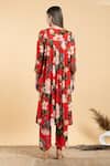 Shop_Divi By Sonal Khandelwal_Red Georgette, Viscose Round Neck Wild Rose Printed Tunic And Pant Set _at_Aza_Fashions