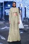 Shop_Ritika Mirchandani_Green Net Embroidery Bead Jacket Zana Abstract Pattern Sharara Set  _at_Aza_Fashions