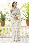 Shop_Summer By Priyanka Gupta_Off White Silk Mul Printed Floral Peter Monsoon Saree With Blouse _at_Aza_Fashions
