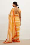 Shop_Devnaagri_Orange Organza And Raw Tie Dye Patra V Saree With Embroidered Blouse _at_Aza_Fashions