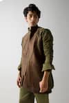 Shop_Jatin Malik_Green Linen Silk Embroidered Farisha Shacket With Kurta Set _at_Aza_Fashions