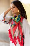 Shop_Pooja-Keyur_Pink Floral Paradise Flower Pattern Scarf _at_Aza_Fashions