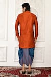 Shop_Arihant Rai Sinha_Orange Dupion Silk Solid Short Kurta And Dhoti Pant Set _at_Aza_Fashions